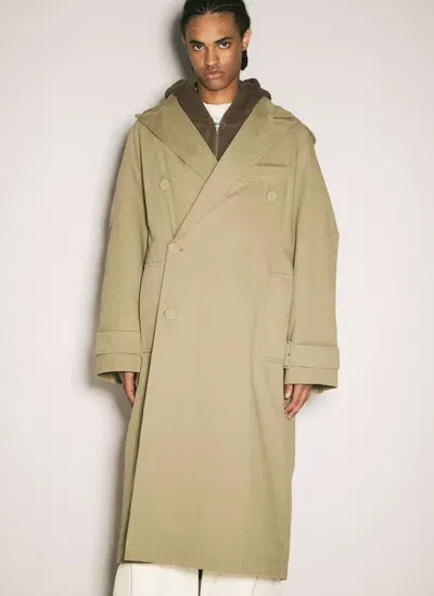 Entire Studios Canvas Trench Coat In Khaki