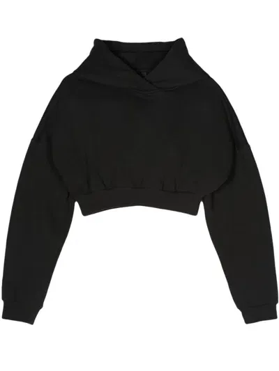 Entire Studios Womens Cork Heavyweight Cropped Organic-cotton Jersey Hoody In Black