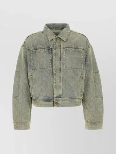 Entire Studios Melange Sand Denim Jacket In Blue