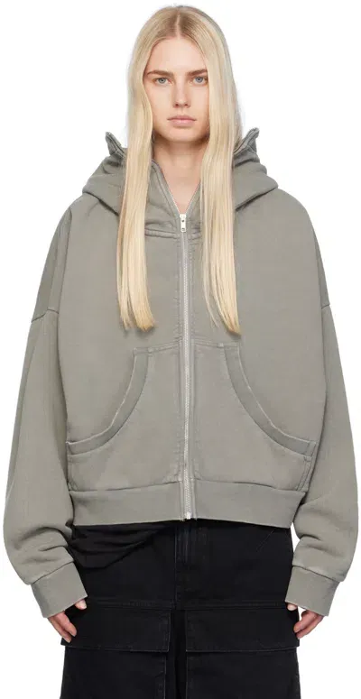 Entire Studios Gray Full Zip Hoodie In Rhino