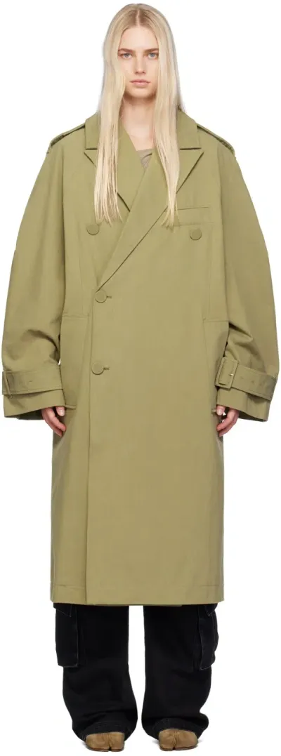 Entire Studios Khaki Double Breasted Trench Coat In Green