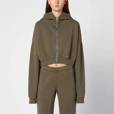 Entire Studios Organic Cotton Military Green Cropped Sweatshirt