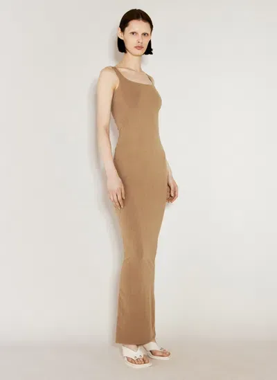 Entire Studios Square Neck Maxi Dress In Brown