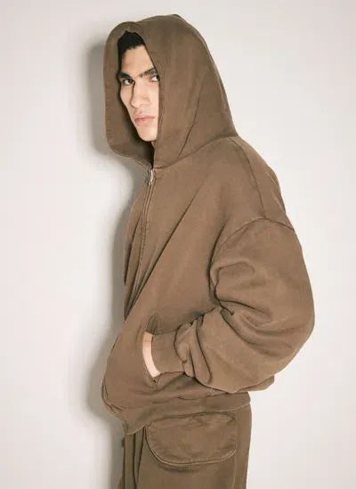 Entire Studios Thermal Hooded Sweatshirt In Brown