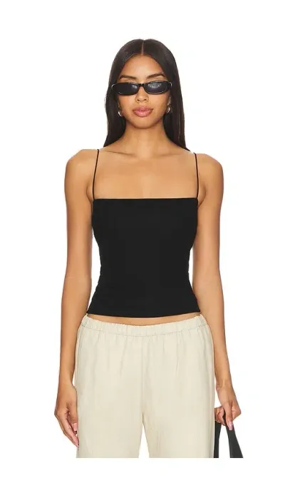 Enza Costa Silk Knit Strappy Essential Tank In Black