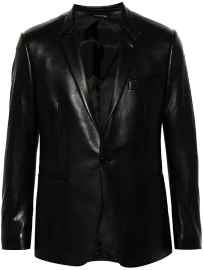 Eraldo Faux-leather Blazer In Black