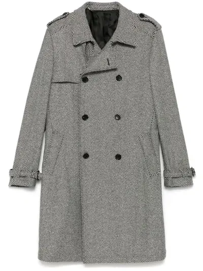 Eraldo Herringbone Coat In Black