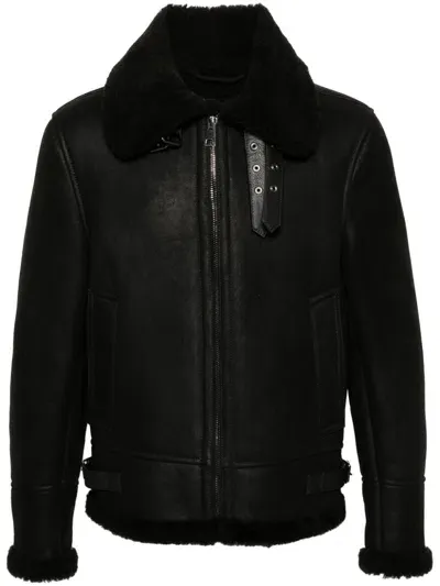 Eraldo Shearling-collar Jacket In Black