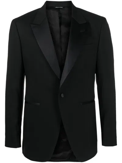 Eraldo Single-breasted Wool Blazer In Black