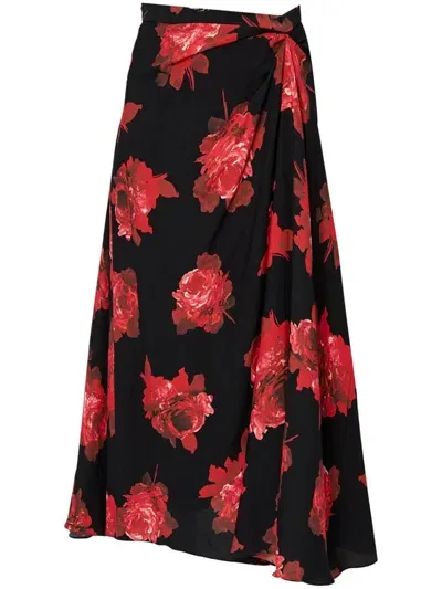 Erdem Draped Midi Skirt In Black