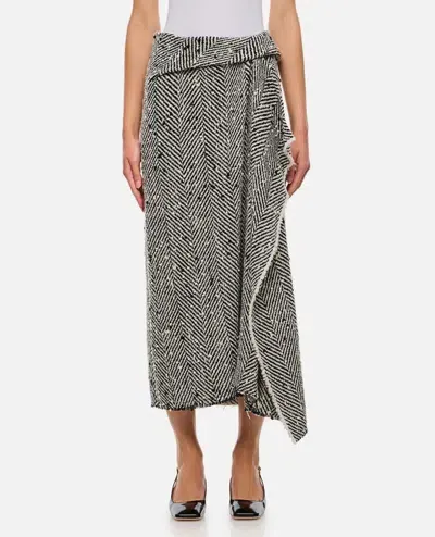 Erdem Draped Wrap Midi Skirt In Grey