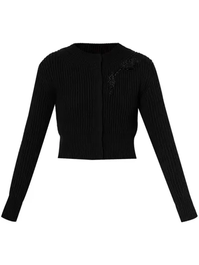 Erdem Embellished Knitted Cardigan In Black