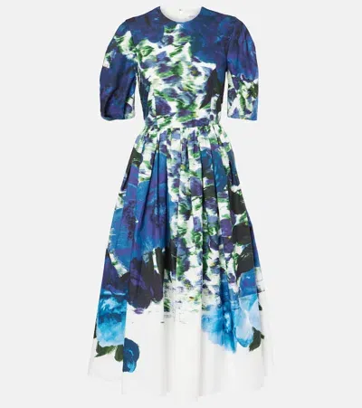 Erdem Floral Cotton Midi Dress In White