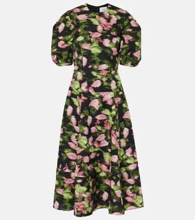 Erdem Floral Matelassé Midi Dress In Multicoloured