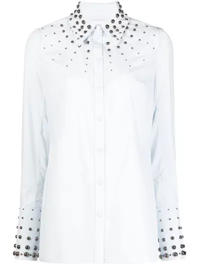 Erdem Paola Stud-detail Poplin Shirt In Blue