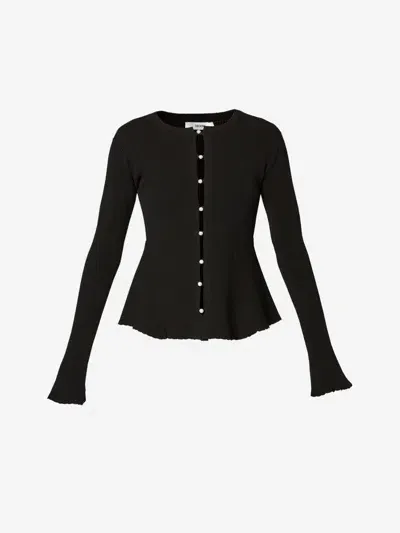 Erdem Ribbed Peplum Cardigan In Black