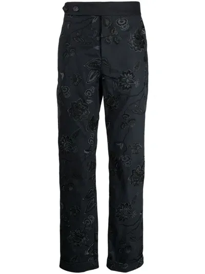 Erdem Embroidered Samuel Chinos In Blue