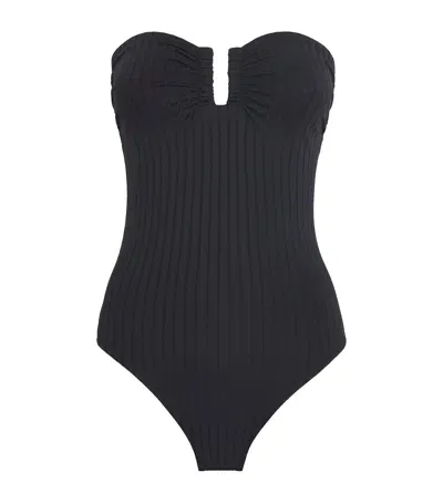 Eres Ribbed Bossa Bandeau Swimsuit In Black