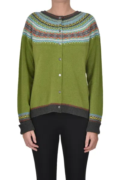 Eribé Jacquard Knit Cardigan In Green