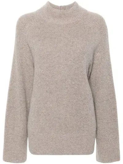 Eric Bompard Buttoned High-neck Sweater In Brown