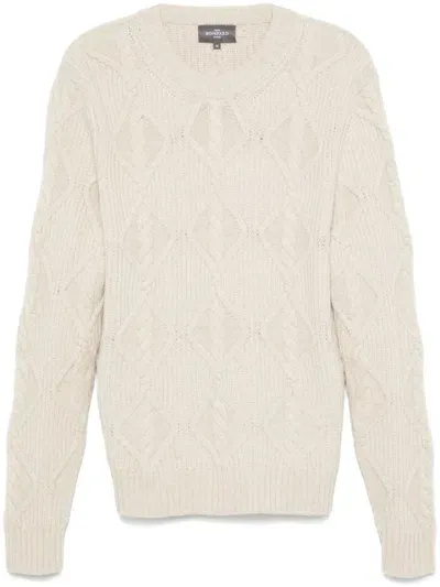 Eric Bompard Diamond-knit Round-neck Sweater In Neutral