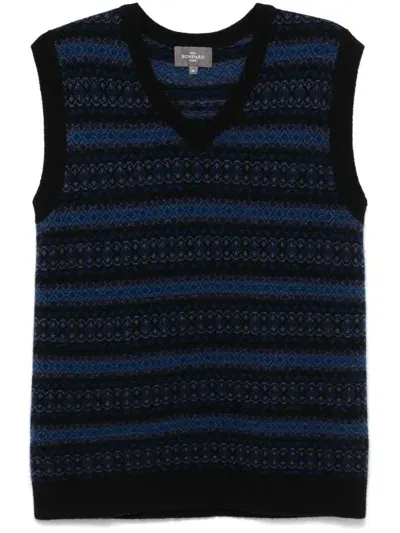 Eric Bompard Jacquard V-neck Vest In Blue