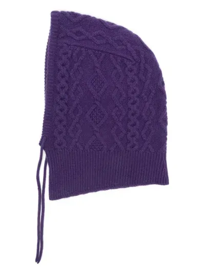 Eric Bompard Knitted Balaclava In Purple