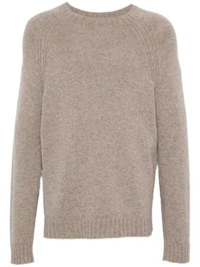 Eric Bompard Raglan-sleeves Crew-neck Sweater In Neutrals