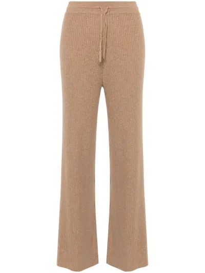 Eric Bompard Ribbed Cashmere Trousers In Braun