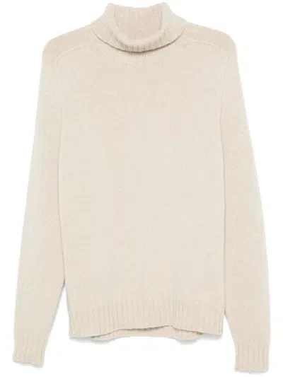 Eric Bompard Roll-neck Hammer-sleeve Sweater In Neutral