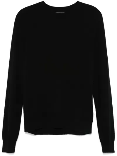 Eric Bompard Round-neck Hammer-sleeve Sweater In 黑色