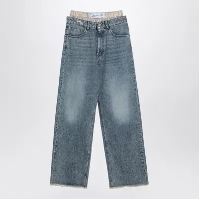 Erika Cavallini Leone Jeans In Light Washed Denim In Blue