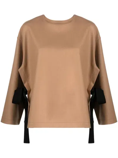 Erika Cavallini Terry-cloth Cape Blouse In Brown