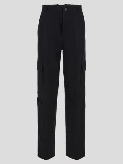 Erika Cavallini Wool Cargo Trousers In Black