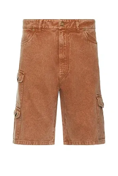 Erl Denim Cargo Shorts In Brown