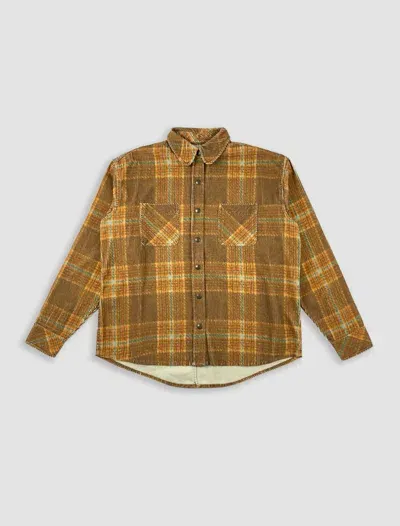 Erl Corduroy Print Shirt In Grey Brown