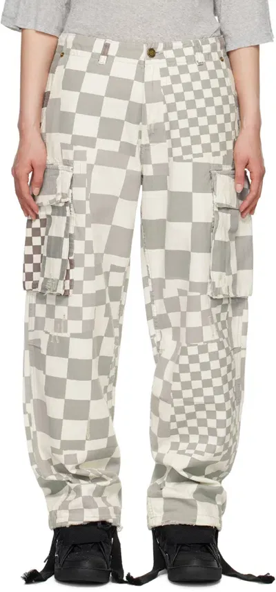 Erl Gray Check Cargo Pants In Checker 1