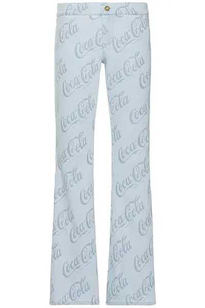 Erl Jacquard Denim Flare Pants Woven In Grey Coca Cola