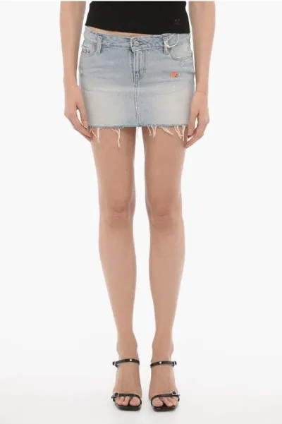 Erl Levi's Frayed Hem Denim Miniskirt