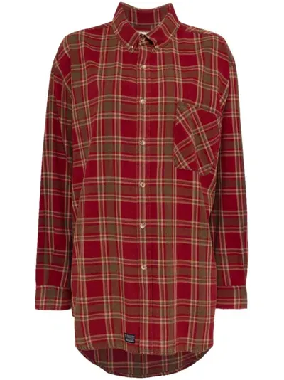 Erl Plaid Shirt In Red