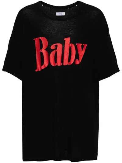 Erl Distressed Logo-print Cotton-jersey T-shirt In Black