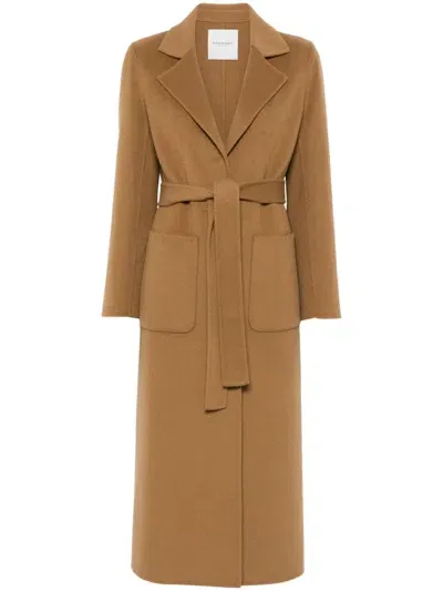 Ermanno Firenze Belted Coat In Brown