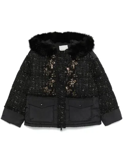 Ermanno Firenze Bouclé Padded Jacket In Black