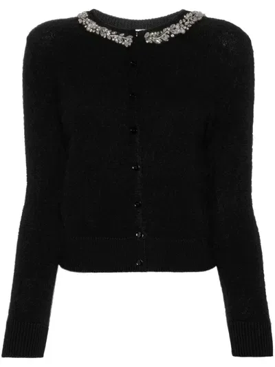 Ermanno Firenze Crystal-embellished Cardigan In Black