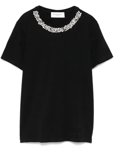 Ermanno Firenze Crystal-embellished T-shirt In Black