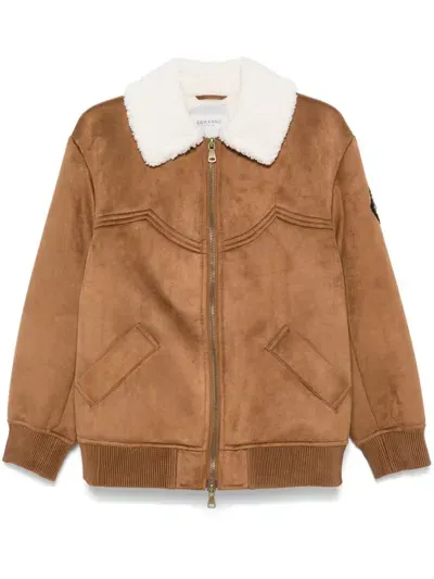 Ermanno Firenze Faux-suede Jacket In Brown