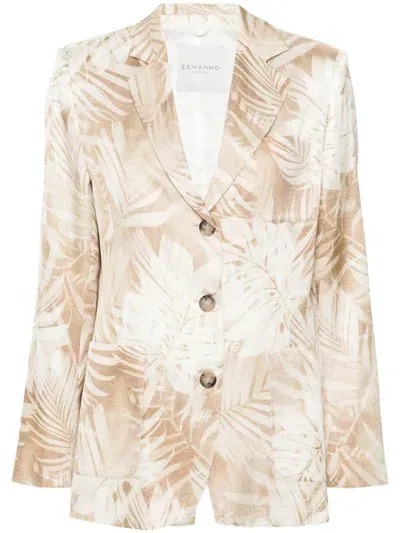 Ermanno Firenze Forest-print Blazer In Beige