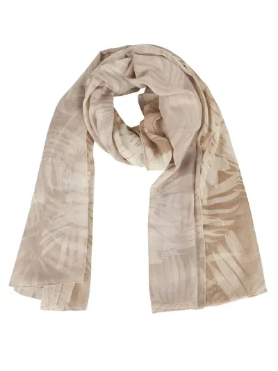 Ermanno Firenze Leaf Print Scarf In Ecru