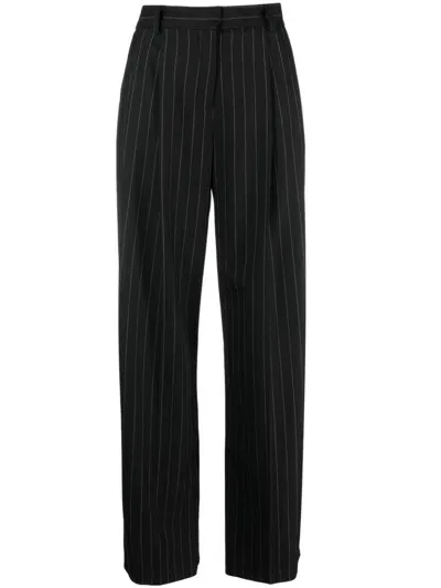 Ermanno Firenze Pinstripe-pattern Slim-cut Trousers In White