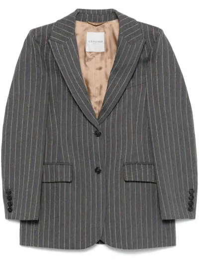 Ermanno Firenze Pinstriped Blazer In Grey